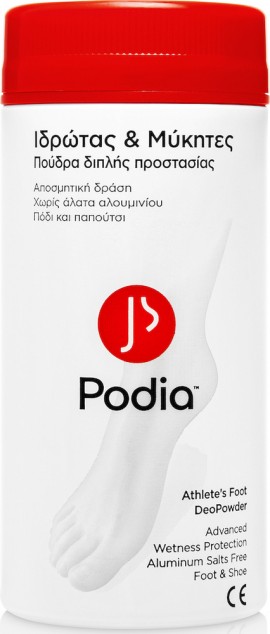 Podia Athlete’s Foot Deopowder, Πούδρα Ποδιών Διπλής Προστασίας από ιδρώτα και μύκητες 100g