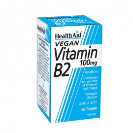 Health Aid Vitamin B2 Riboflavin 100mg Συμπλήρωμα Διατροφής για Παραγωγή Ενέργειας Βραδείας Αποδέσμευσης 60 ταμπλέτες