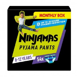 Pampers Πάνες Ninjamas Pyjama Night Pants Monthly Pack 54 τεμ. για Αγόρια 8-12 ετών (27-43kg)