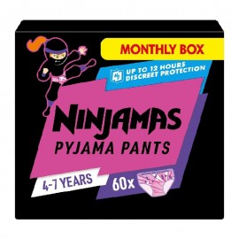 Pampers Πάνες Ninjamas Pyjama Night Pants Monthly Pack 60 τεμ. για Κορίτσια 4-7 ετών (17-30kg)