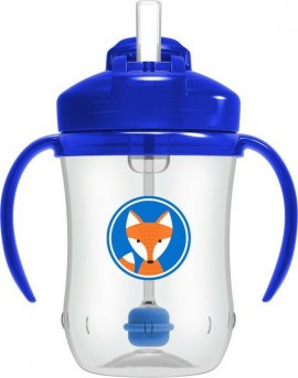 Dr. Browns Babys First Straw Cup 91012 Κύπελλο με καλαμάκι & λαβές 6m+ μπλε χρώμα, 270ml