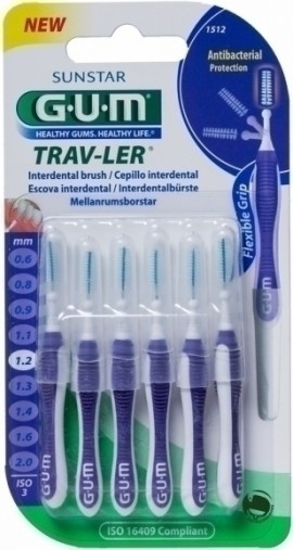 Gum Trav-ler Interdental Brush  Μεσοδόντιο Βουρτσάκι 1,2mm Μωβ 6 τμχ (1512)