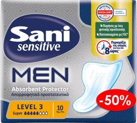 Sani Sensitive Men Super Απορροφητικό Προστατευτικό Level 3, 10τεμ