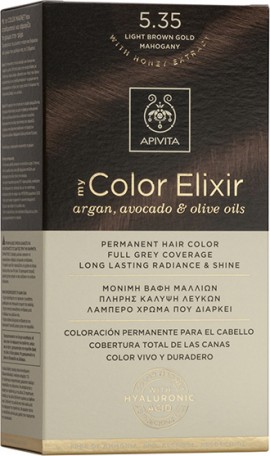 Apivita My Color Elixir No5,35 Καστανό Ανοιχτό - Μελί Μαόνι Κρέμα Βαφή Σε Σωληνάριο 50ml & Ενεργοποιητής Χρώματος 75ml