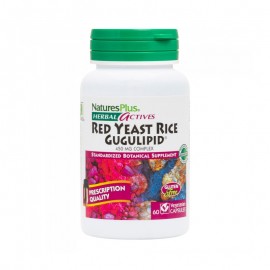 Natures Plus Red Yeast Rice / Gugulipid 450 mg  με Κοκκινη Μαγιά Ρυζιού για ρύθμιση της χοληστερίνης και των τριγλυκεριδίων 60 Veg Caps