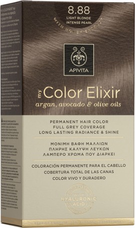 Apivita My Color Elixir No8.88 Ξανθό Ανοιχτό Έντονο Περλέ Κρέμα Βαφή Σε Σωληνάριο 50ml & Ενεργοποιητής Χρώματος 75ml