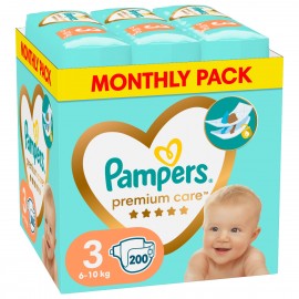 Pampers Βρεφικές Πάνες Premium Care Πάνες Monthly Pack Νο3 (6-10kg) 200τμχ