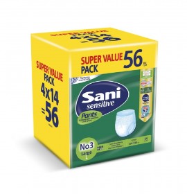 Sani Ελαστικό εσώρουχο ακράτειας Sani Sensitive Pants Large No3 14τμχ x 4, Value Pack (56τμχ)