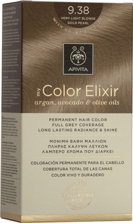 Apivita My Color Elixir No9.38 Ξανθό Πολύ Ανοιχτό Μελί Περλέ Κρέμα Βαφή Σε Σωληνάριο 50ml & Ενεργοποιητής Χρώματος 75ml