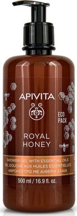 Apivita Royal Honey Κρεμώδες Aφρόλουτρο με Aιθέρια Έλαια 500 ml Eco Pack