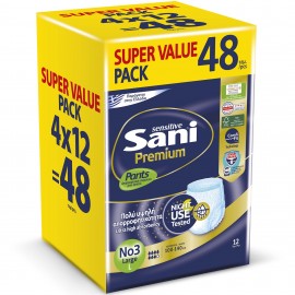 Sani Sensitive Premium Πάνες Βρακάκι Ακράτειας No 3 Large 4x12τμχ