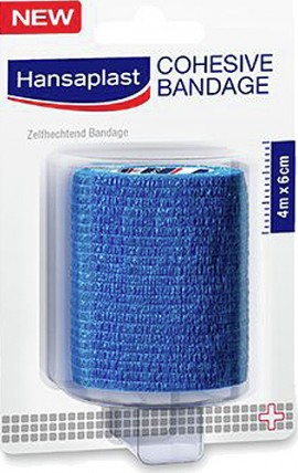 Hansaplast Cohesive Bandage Μπλε Αυτοκόλλητος Επίδεσμος 6cm x 4m 1τμχ