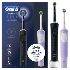 Oral-B Vitality Pro Duo Pack Ηλεκτρική Οδοντόβουρτσα Black & LIlac 2τμχ