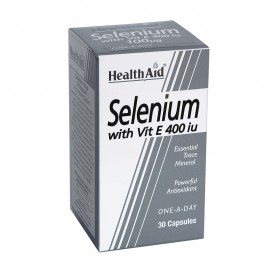 Health Aid Selenium 100mg & Vitamin E Συμπλήρωμα με Σελήνιο & Βιταμίνη Ε για τον Θυροειδή 400iu 30 κάψουλες