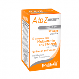 Health Aid A to Z Multivitamin Πολυβιταμίνη Συμπλήρωμα Διατροφής με Βιταμίνες, Μέταλλα και Λουτεΐνη 30tabs