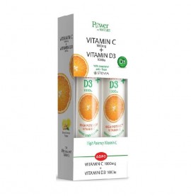 Power Health VitaminC 1000mg + D3 1000iu Γεύση Τζίντζερ-Λεμόνι  (1+1 Δώρο), 24x2 Αναβράζοντα Δισκία