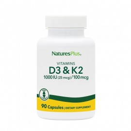Natures Plus Vitamin D3 1000 IU W/K2 100 MCG  90 φυτικές κάψουλες