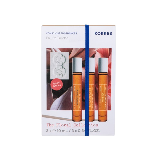 Korres Promo The Floral Collection Eau De Toilette Midnight Dahlia 10ml & Cashmere Kumquat 10ml & White Tea 10ml