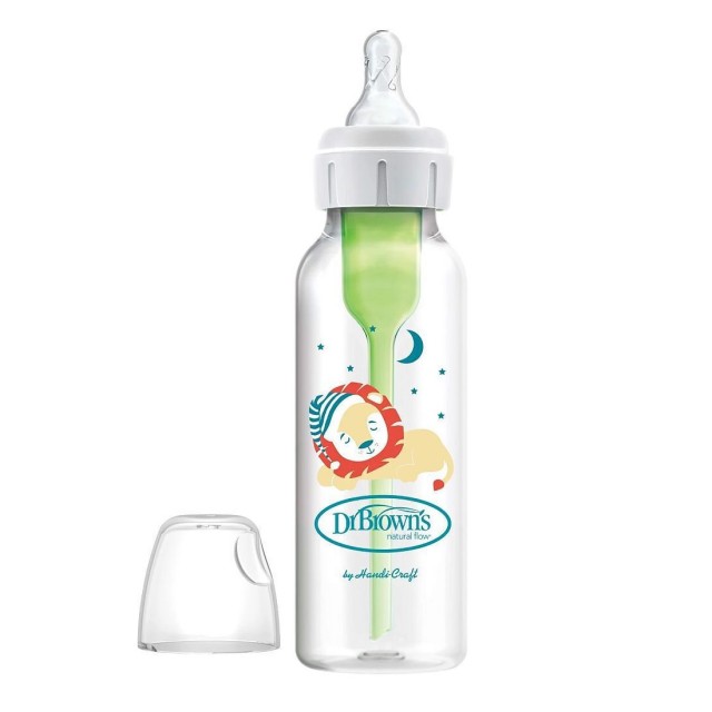 Dr. Browns Πλαστικό Μπιμπερό Options+  για 0+ μηνών Λιοντάρι Narrow Neck Κατά των Κολικών με Θηλή Σιλικόνης 250ml