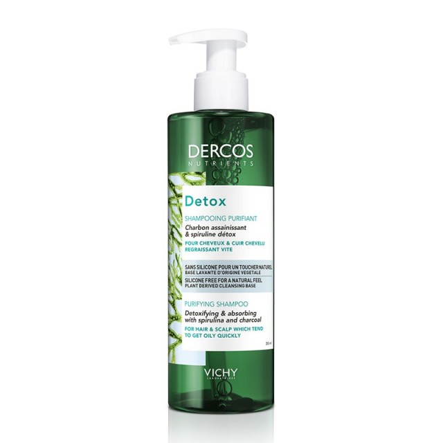 Vichy Dercos Nutrients Detox Shampoo Σαμπουάν Εντατικού Καθαρισμού για Λιπαρά Μαλλιά 250ml