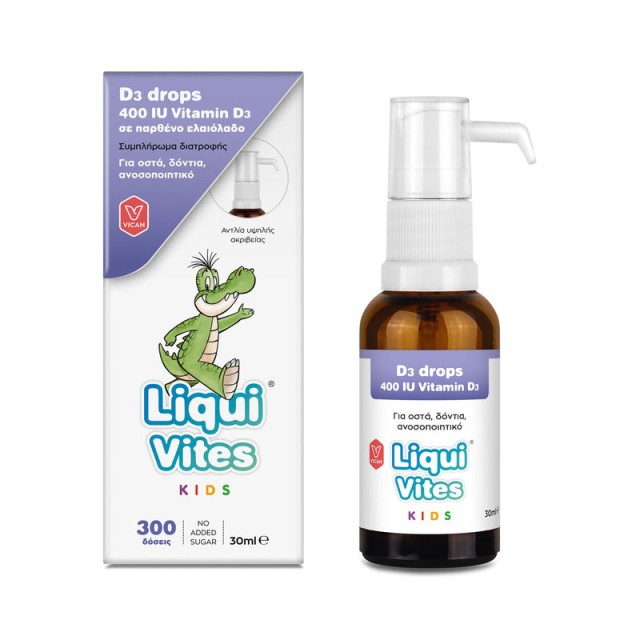 Vican Liqui Vites Kids D3 Drops Συμπλήρωμα Διατροφής D3  400 ΙU σε Παρθένο Ελαιόλαδο 30ml