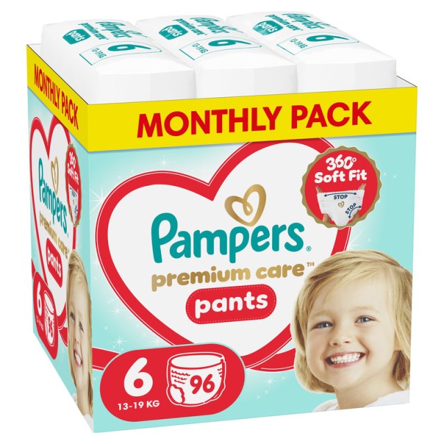 Pampers Premium Care Πάνα-Βρακάκι Μέγεθος 6 (13kg-19kg) 96 Πάνες