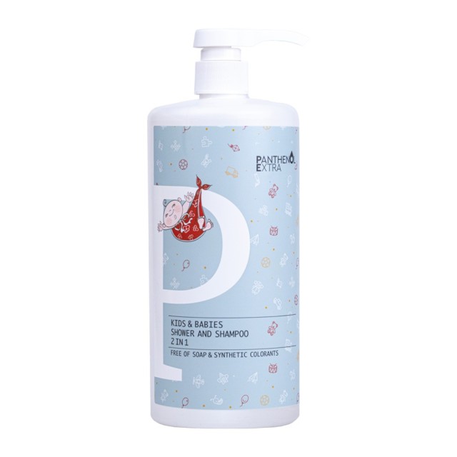 Panthenol Extra Kids & Babies Shower and Shampoo 2 in 1 Παιδικό και Βρεφικό Αφρόλουτρο - Σαμπουάν 1lt
