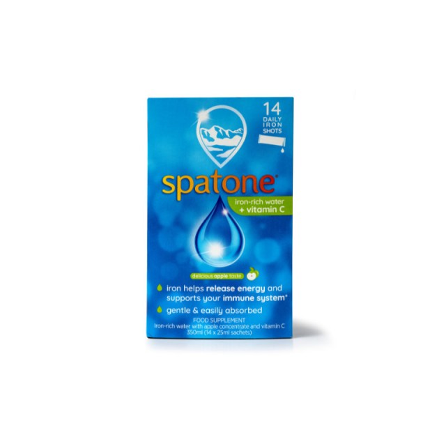 Power Health Spatone Iron-Rich Water Plus Vitamin C Συμπλήρωμα Διατροφής με Σίδηρο, Βιταμίνη C και Γεύση Μήλο 14 φακελάκια x 25ml