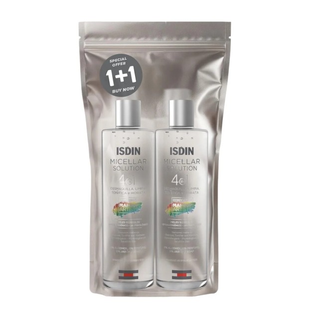 Isdin Micellar Solution Micellar Water Αφαίρεσης Μακιγιάζ Προσώπου, Ματιών & Χειλιών 2τμχ