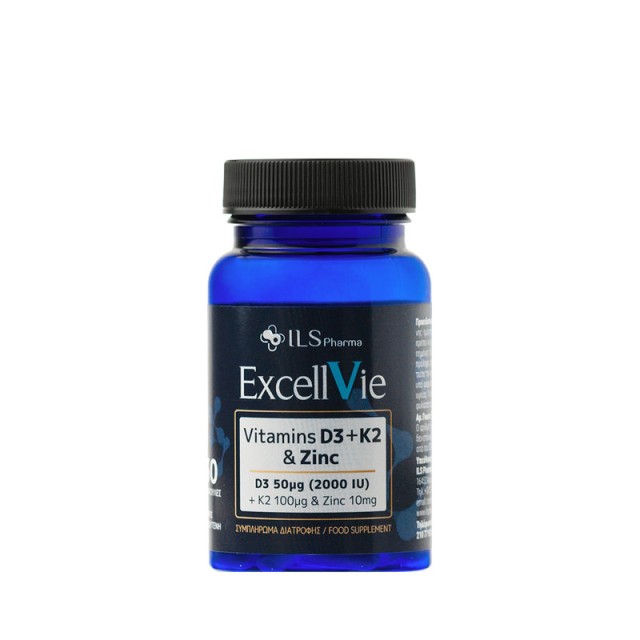 Ils Pharma Excellvie Vitamin D3+Κ2+Zinc 2000iu Συμπλήρωμα Διατροφής 30caps