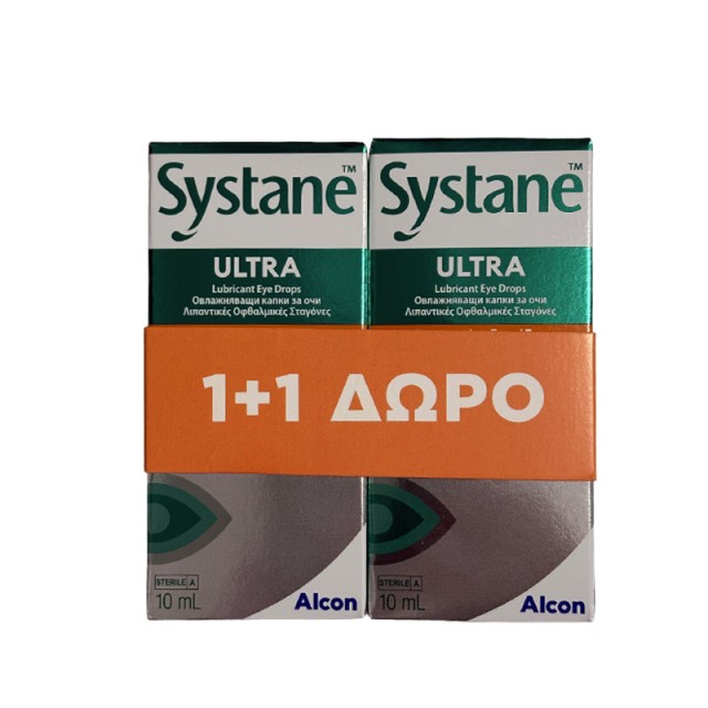 Alcon Systane Ultra, Λιπαντικές Οφθαλμικές Σταγόνες χωρίς Συντηρητικά 10ml (1+1 Δώρο)