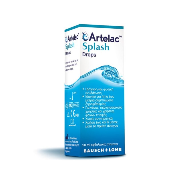 Bausch & Lomb Artelac Splash Λιπαντικές Οφθαλμικές Σταγόνες για Ανακούφιση και Ενυδάτωση των Ξηρών Ματιών 10ml