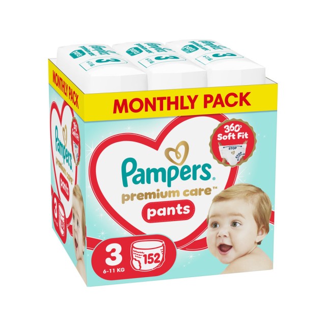 Pampers Premium Care Pants Monthly Pack No3 (6-11kg) 152τμχ