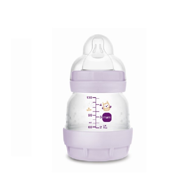 Mam Πλαστικό Μπιμπερό Easy Start Anti-Colic Κατά των Κολικών με Θηλή Σιλικόνης για 0+ μηνών  Κουκουβάγια 130ml (353S)