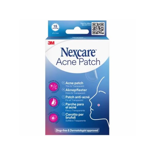 Nexcare Acne Patches Thin & Transparent Διάφανα Αυτοκόλλητα Επιθέματα Ακμής 15 τεμάχια