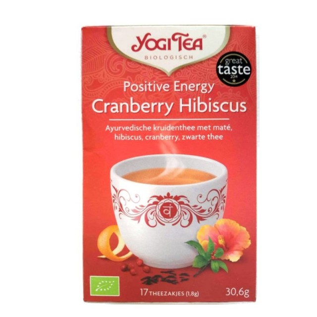 Yogi Organic Tea Positive Energy Cranberry Hibiscus  Βιολογικό Τσάι για Ενέργεια με Κράνμπερι & Ιβίσκο 17 φακελάκια