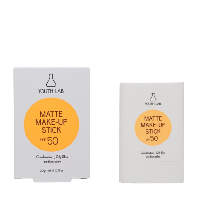 Youth Lab. Matte Sunscreen Ανάλαφρο Ματ Αντηλιακό Make-Up σε Μορφή Stick Μedium με Δείκτη Προστασίας SPF 50 20gr