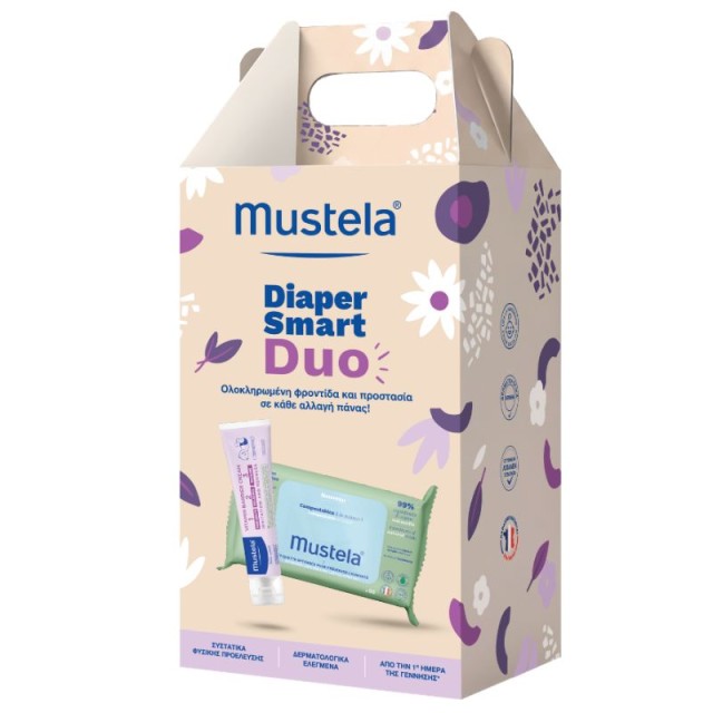 Mustela Promo Pack Diaper Smart Duo με Κρέμα Αλλαγής Πάνας 123 Vitamin Barrier Cream 50ml + Μωρομάντηλα Καθαρισμού 60 τεμ.