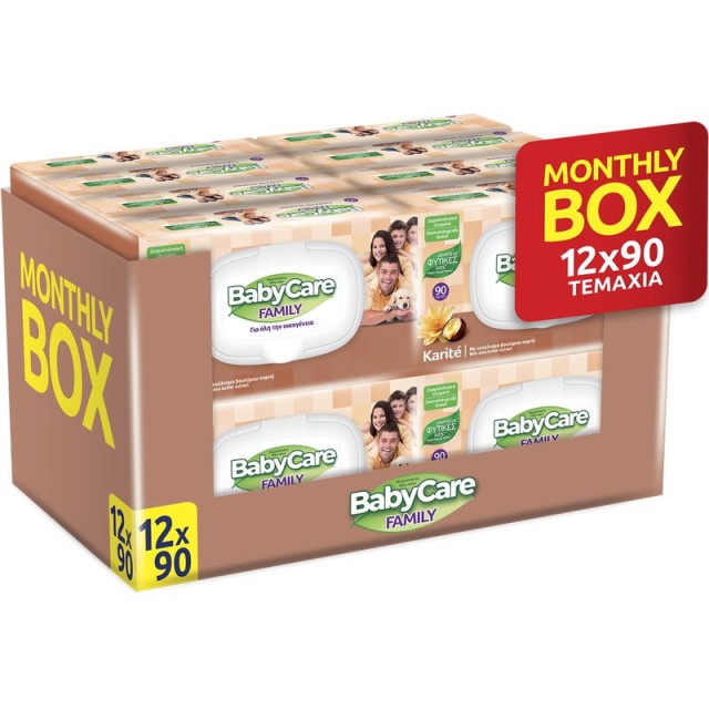 BabyCare Μωρομάντηλα Karité For All Family Super Value Box 1080τεμ (12χ90τμχ)