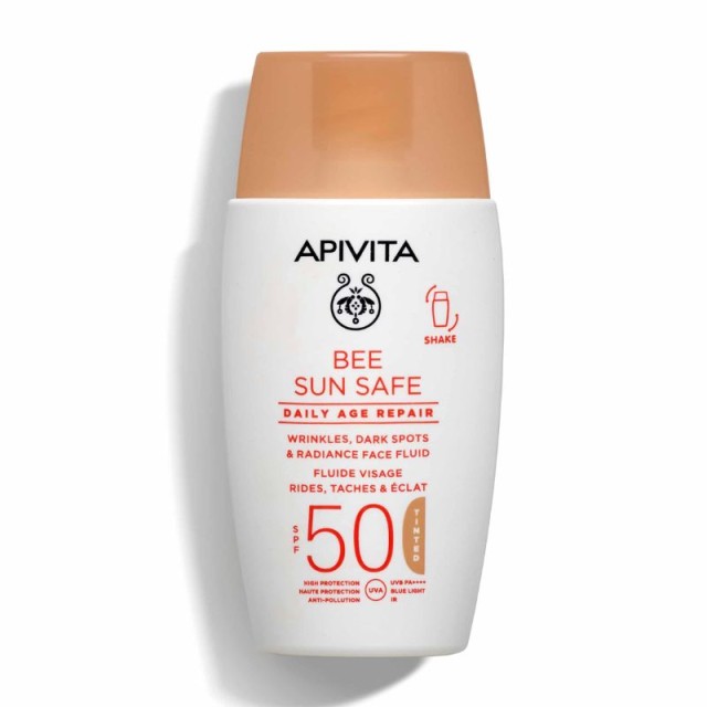 Apivita Bee Sun Safe Daily Age Repair Tinted SPF50 Dry Touch Λεπτόρρευστη Κρέμα Λάμψης για Ρυτίδες & Πανάδες με Χρώμα 50ml