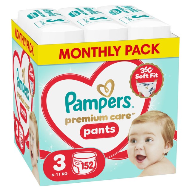Pampers Premium Care Πάνα-Βρακάκι Μέγεθος 3 (6kg-11kg) 152 Πάνες