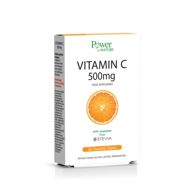 Power Of Nature Vitamin C with Stevia 500mg 36 μασώμενες ταμπλέτες