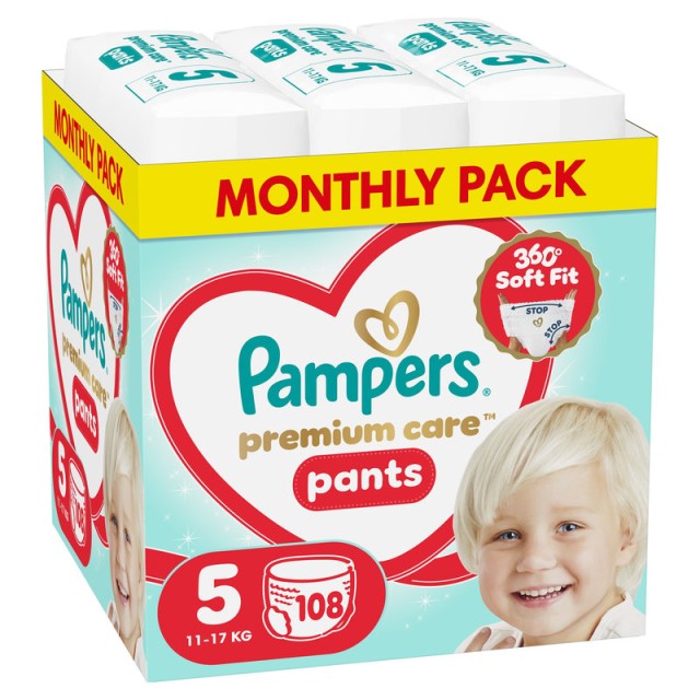 Pampers Premium Care Πάνα-Βρακάκι Μέγεθος 5 (11kg-17kg) 108 Πάνες