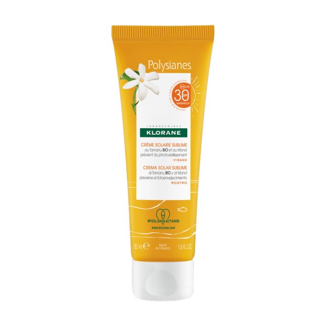 Klorane Polysianes Αντηλιακή Κρέμα SPF30 με Βιολογικό Tamanu & Monoi για το Πρόσωπο 50ml
