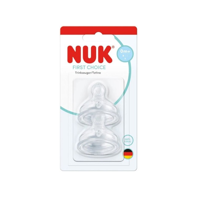 Nuk First Choice Θηλές Σιλικόνης No Colic Μέγεθος Small 0m+, 2τεμάχια