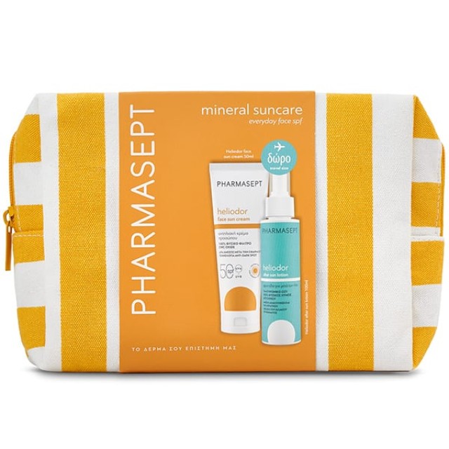 Pharmasept Promo Heliodor Face Sun Cream SPF50 Αντηλιακό Προσώπου, 50ml & Δώρο Travel Size Heliodor After Sun Lotion Γαλάκτωμα Προσώπου-Σώματος για Μετά την Έκθεση στον Ήλιο, 100ml & Νεσεσέρ, 1σετ