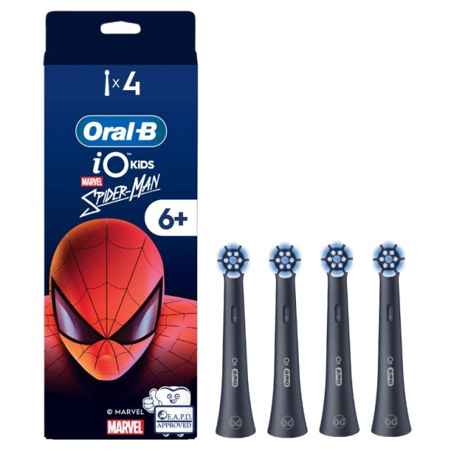 Oral-B iO Kids 6+ Marvel Spiderman Ηλεκτρική Κεφαλή Οδοντόβουρτσας, Απαλή στα Δόντια που Κουνιούνται & Ούλα 4 τεμ