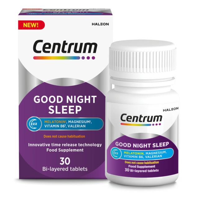Centrum Good Night Sleep Συμπλήρωμα Διατροφής με Μελατονίνη για Εύκολο και Ξεκούραστο Ύπνο 30 ταμπλέτες