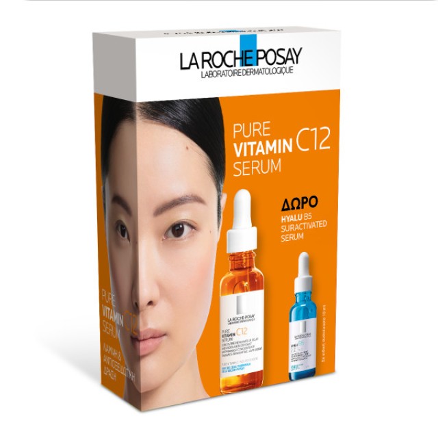 La Roche-Posay Promo Pack Pure Vitamin C12 Serum Λάμψης 30ml + Δώρο  Αντιρυτιδικός Ορός Επανόρθωσης + Αναπλήρωσης Όγκου Suractivated Hyalu B5 10ml