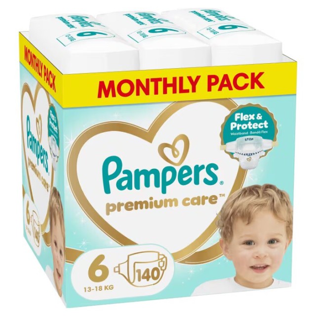Πάνες Pampers Premium Care Monthly Pack Νο6 (13-18kg) 140τμχ